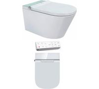 Beitz & Walz AqvaCeramica: Inodoro de pared para ducha, tipo "bidet", con descarga profunda, sin borde de limpieza, de 596 x 370 mm, color blanco