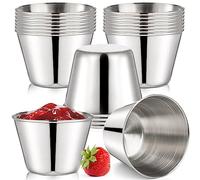 Bekith Juego de 20 Tazas de Salsa Mini Cuencos Salsa Plato de Salsa Salseros Pequeños Cuenco de Especias de Acero Inoxidable para barbacoa, restaurante, hogar (75ml)