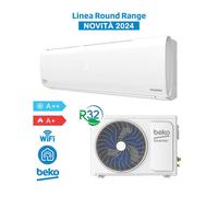 Beko BEHPC120 + BEHPC121 Aire acondicionado 12000btu Novedad 2024, Serie Round Range, WiFi, Inverter R32, Blanco.