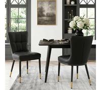 Bekrvio Juego de 2 sillas de comedor con capacidad de carga de 200 kg, sillas de comedor de piel sintética (8 cm de grosor), sillas de cocina con patas metálicas monobloque y respaldo, silla de lujo