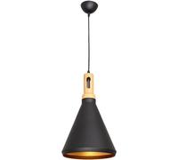 BEL AIR HOME - Lámpara colgante BERLIN con diseño vintage y acabado elegante, fabricada en metal y madera, fácil instalación, altura ajustable y compatible con bombillas E27, perfecta para luces