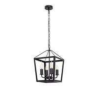 Bel air home lámpara colgante nora 4 luces e-14 metal negro, diseño