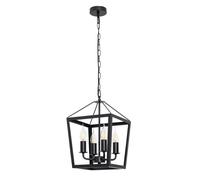 BEL AIR HOME Lámpara Colgante NORA 4xe-14 Negro 25x25x80cm - Iluminación moderna y elegante para tu hogar