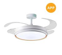 BEL AIR HOME - Ventilador OSAKA DC, con App en color blanco, 4 aspas retráctiles, 72W LED 3000|4000|6000K - Para salones y dormitorios. Blanco