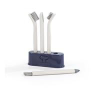 Beldray Cepillos de Detalle Deep Clean - Pack de 4, Soporte de Almacenamiento, Cepillo de Cerda Dura, Cepillo en Forma de V para Juntas, Recogedor Mini con Rascador, Cepillo Suave Angulado