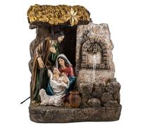 Belén navideño con figura de fuente, 35 cm, resina, multicolor