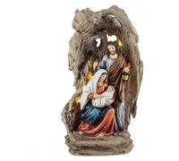 Belén navideño con luces, 31 cm, resina, cueva de San José