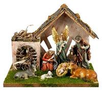 Belén navideño con puerta, hecho de madera y resina, 29x23 cm