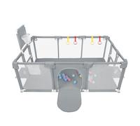 Belfoyer Parque Infantil Bebé 180×120×66 cm con Esquinas, 50 Pelotas, 4 Anillas y 8 Ventosas - Corralito de Tela Oxford para Casa - Gris Oscuro