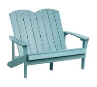 Beliani Banco de Exterior 2 plazas Muebles de jardín de Madera plástica Tradicional Azul Claro Adirondack