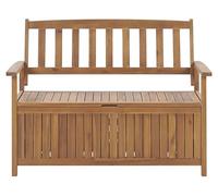 Beliani Banco de jardín con almacenaje de Madera Maciza de Acacia 2 plazas 120 cm Color Claro Sovana