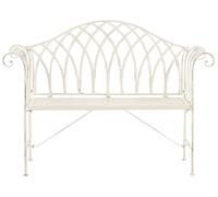 Beliani Banco de jardín de Metal Blanco 130 cm 2 plazas reposabrazos Vintage Milazzo