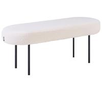 Beliani Banco tapizado de bouclé Ovalado Patas de Metal Estilo rústico Retro Blanco Crema Wolfeboro