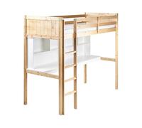 Beliani Cama Alta Infantil con Escritorio y Escalera Cama Loft Estructura de Madera de Pino somier Multifuncional habitación Infantil Madera marrón Claro Foucamont