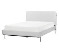 Beliani Cama con somier con cabecero Moderna tapizado de Tela de poliéster Gris 140 x 200 cm Corio