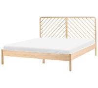 Beliani Cama con somier de Madera de Pino Natural Estilo escandinavo 180 x 200 cm marrón Claro Sephos