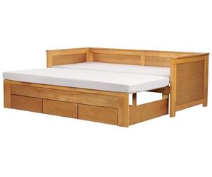 Beliani Cama Extensible con almacenaje de Madera de Caucho Clara 90/180 x 200 cm Cahors