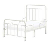 Beliani Cama Infantil Extensible de Hierro Metal 90 x130/160/200 cm con somier de láminas Blanco Crema Anais