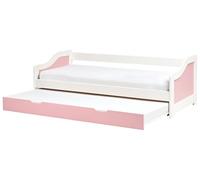 Beliani Cama Nido Infantil Deslizante de Madera Clara de Pino Rosa 90 x 200 cm Luneray