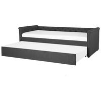 Beliani Cama Nido tapizada Gris Oscuro 80 x 200 cm con somier y cabecero Acolchado Libourne
