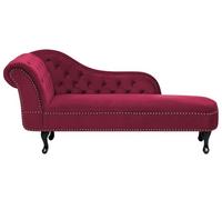 Beliani Chaise Longue tapizado en Terciopelo borgoña con Botones versión Izquierda Nimes