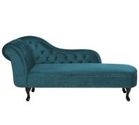 Beliani Chaise Longue tapizado en Terciopelo Verde Azulado con Botones versión Izquierda Nimes