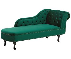 Beliani Chaise Longue tapizado en Terciopelo Verde con Botones versión Derecha Nimes