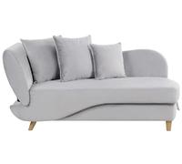 Beliani Chaise Lounge Moderno 2 plazas Compartimento de almacenaje Cojines Terciopelo Gris Claro Izquierdo Meri II