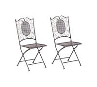 Beliani Conjunto de 2 sillas de balcón Hierro Negro Metal Envejecido Plegable Exterior Resistente a los Rayos UV Estilo Retro francés Bormio