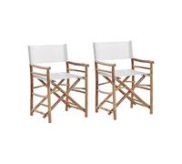 Beliani Conjunto de 2 sillas de bambú sillas de Director Plegables de Exterior Tela Beige Molise