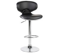 Beliani Conjunto de 2 sillas de Bar tapizados en Piel sintética Negra reposapiés Giratorio Elevador de Gas Altura Ajustable Conway