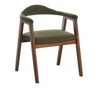 Beliani Conjunto de 2 sillas de Comedor Asiento tapizado en poliéster Estructura de Madera de Caucho Respaldo tapicería de bouclé Verde Comedor marrón Oneco