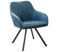 Beliani Conjunto de 2 sillas de Comedor de Tela con reposabrazos Respaldo Acolchado Patas metálicas Negras Retro Verde Azulado Monee