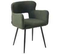Beliani Conjunto de 2 sillas de Comedor Modernas Asiento tapizado en Tela bou on reposabrazos Acolchado Verde Oscuro Sanilac
