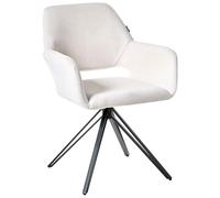 Beliani Conjunto de 2 sillas de Comedor tapicería de poliéster Patas de Hierro Negro Muebles de Comedor de Estilo Moderno Blanco Crema Ciney