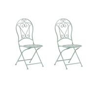 Beliani Conjunto de 2 sillas para Exteriores con Adornos Vintage de Metal con Revestimiento en Polvo Verde Trento