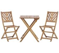Beliani Conjunto de balcón 3 Piezas de Madera de Acacia Clara Maciza 2 sillas y Mesa diseño de Listones Terni
