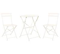 Beliani Conjunto de balcón de 3 Piezas para Exterior Mesa Redonda y sillas de Acero Blanco Crema Fiori
