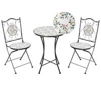 Beliani Conjunto de balcón de Estilo Hierro Forjado Plegable con Azulejos de Mosaico cerámico Negro Collio