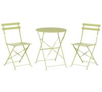 Beliani Conjunto de balcón de Metal Verde Lima Mesa Redonda sillas de Acero Exterior Fiori
