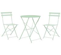 Beliani Conjunto de balcón de Metal Verde Menta Mesa Redonda sillas de Acero Exterior Fiori
