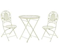 Beliani Conjunto de balcón Hierro Verde Claro Metal Envejecido Plegable Mesa de Centro de 2 plazas Exterior Resistente al óxido Estilo Retro francés Bivio