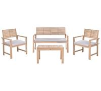 Beliani Conjunto de jardín esquinero sofá de 4 plazas Madera de Acacia certificada 2 sillas Mesa de Centro Cojines tapizados con Fundas extraíbles Resistentes a los Rayos UV y al Agua Gris Fiames