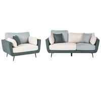 Beliani Conjunto de Sala de Estar sofá tapizado de 4 plazas con reposabrazos y sillón Patas macizas Cojines adicionales Verde Bolga