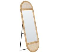 Beliani Espejo de pie Chic de ratán 150x50 cm Estilo Boho salón Dormitorio Accesorios para el hogar Natural Barges