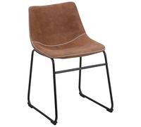 Beliani Juego de 2 sillas de Comedor tapicería de Tela marrón Patas Negras Estilo Retro rústico Batavia