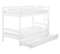 Beliani Litera con almacenaje de Madera de Pino Blanca 90 x 200 cm Listones habitación Infantil Regat