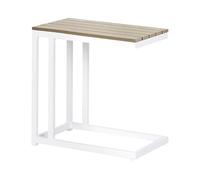 Beliani Mesa Auxiliar de jardín Exterior Madera plástica Clara y Base Blanca Messina