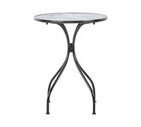 Beliani Mesa de balcón Exterior Metal Estilo Vintage Tablero de Mosaico Estructura Hierro Negro Verde Cozzana