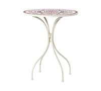 Beliani Mesa de balcón Exterior Metal Estilo Vintage Tablero Mosaico 60 cm Blanco Spello